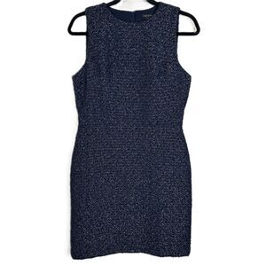 Ann Taylor Tweed Sheath Dress  Size 4 Chic Audrey Hepburn Style Dark Purple Blue